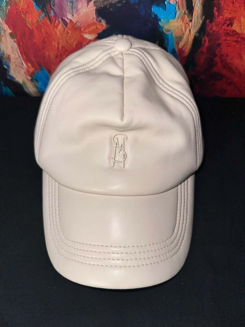 No.83 Steve Madden Women's Soft Faux Leather Baseball Cap Bone